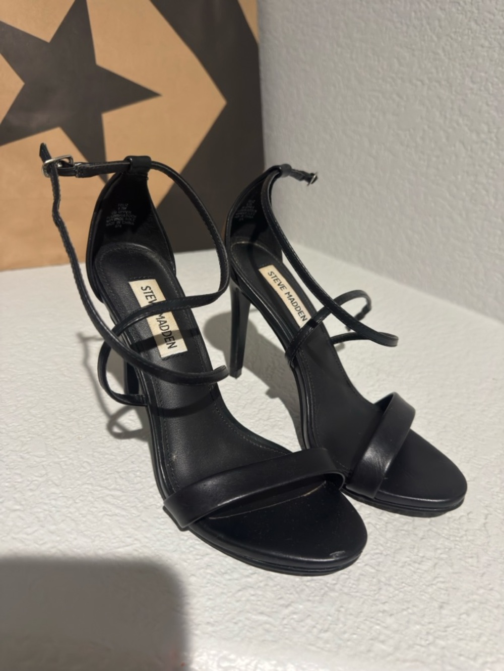 Steve Madden Black Strappy Stiletto Heels